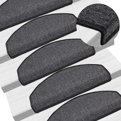 Tappetini per scale 10 pz 65x24x4 cm Antracite Semicircolari Grandi