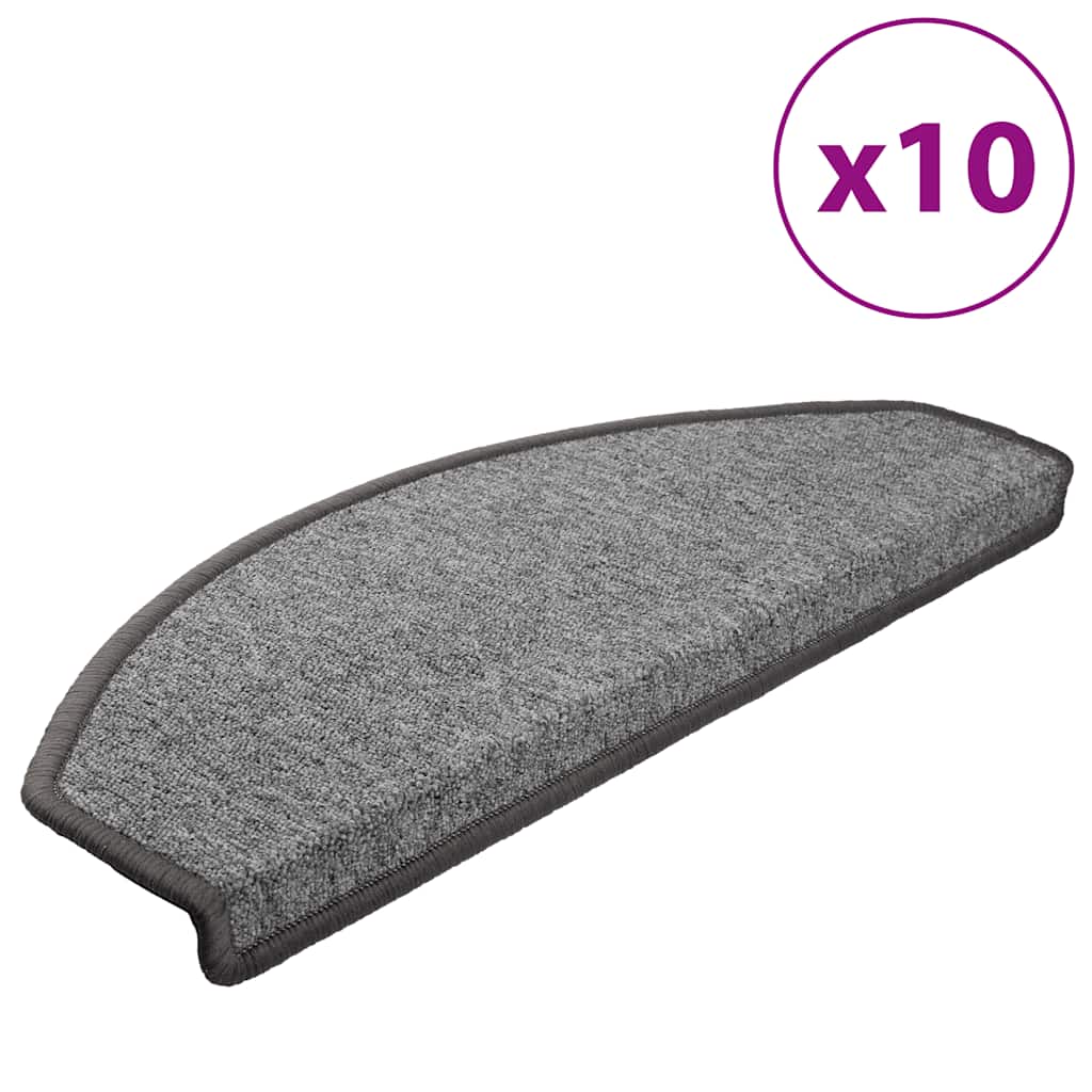 Tappetini per scale 10 pz 65x24x4 cm Grigio scuro Semicircolari Grandi