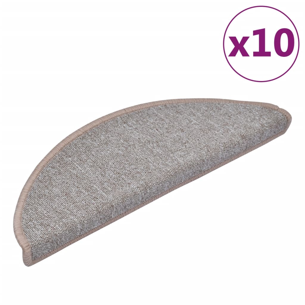 Tappetini per scale 10 pz 65x24x4 cm Marrone chiaro Semicircolari Grandi