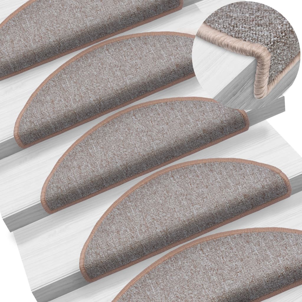 Tappetini per scale 10 pz 65x24x4 cm Marrone chiaro Semicircolari Grandi