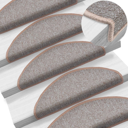 Tappetini per scale 10 pz 65x24x4 cm Marrone chiaro Semicircolari Grandi