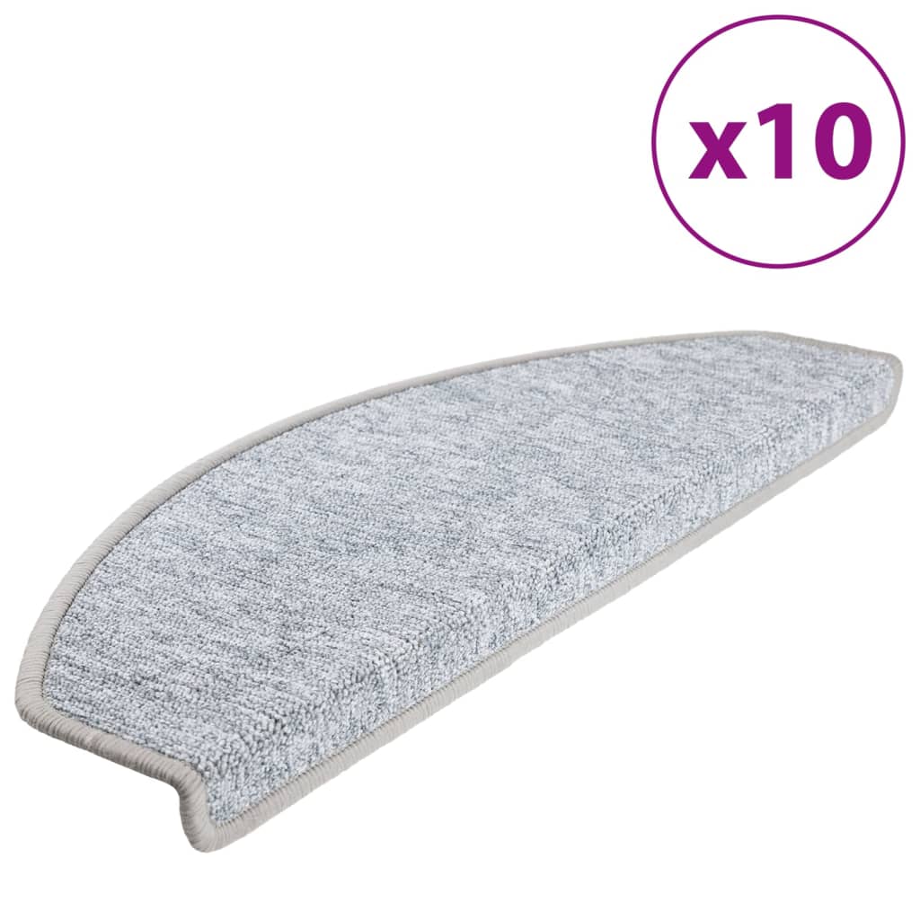 Tappetini per scale 10 pz 65x24x4 cm Grigio chiaro Semicircolari Grandi