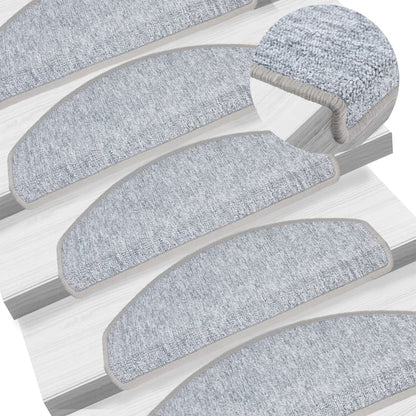 Tappetini per scale 10 pz 65x24x4 cm Grigio chiaro Semicircolari Grandi