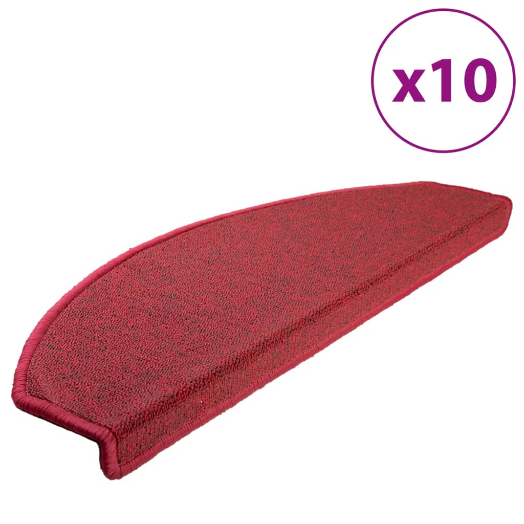 Tappetini per scale 10 pz 65x24x4 cm Rossi Semicircolari Grandi