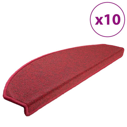 Tappetini per scale 10 pz 65x24x4 cm Rossi Semicircolari Grandi