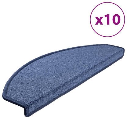 Tappetini per scale 10 pz 65x24x4 cm Blu Semicircolari Grandi