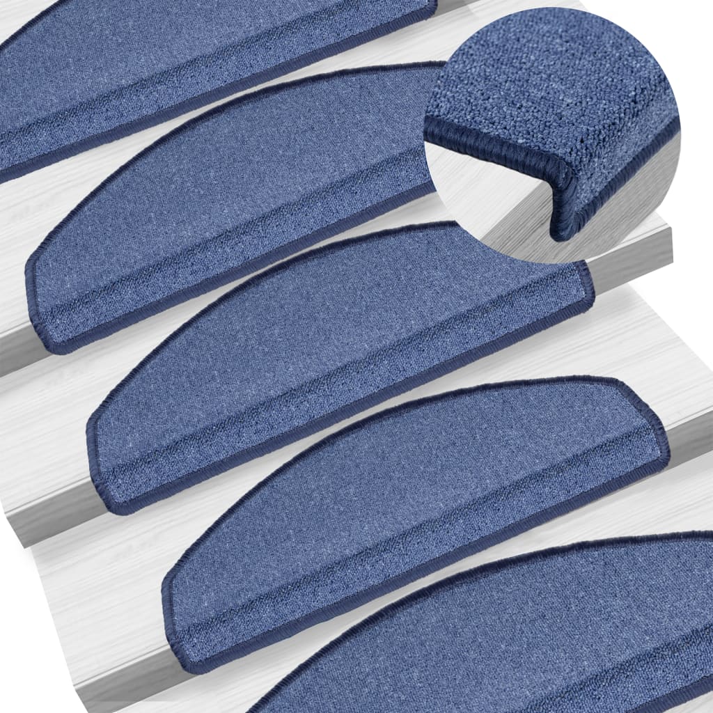 Tappetini per scale 10 pz 65x24x4 cm Blu Semicircolari Grandi