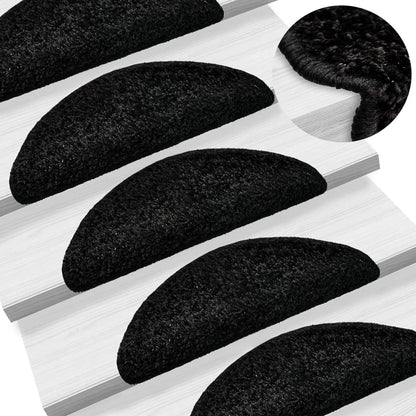 Tappetini per scale 10 pz 56x17x3 cm Nero Semicircolari