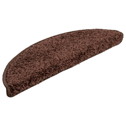 Tappetini per scale 10 pz 56x17x3 cm Marrone Semicircolari