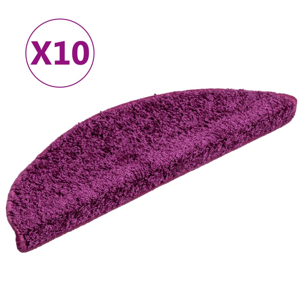 Tappetini per scale 10 pz 56x17x3 cm Viola Semicircolari