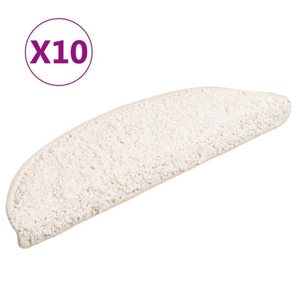 Tappetini per scale 10 pz 56x17x3 cm Bianco Semicircolari
