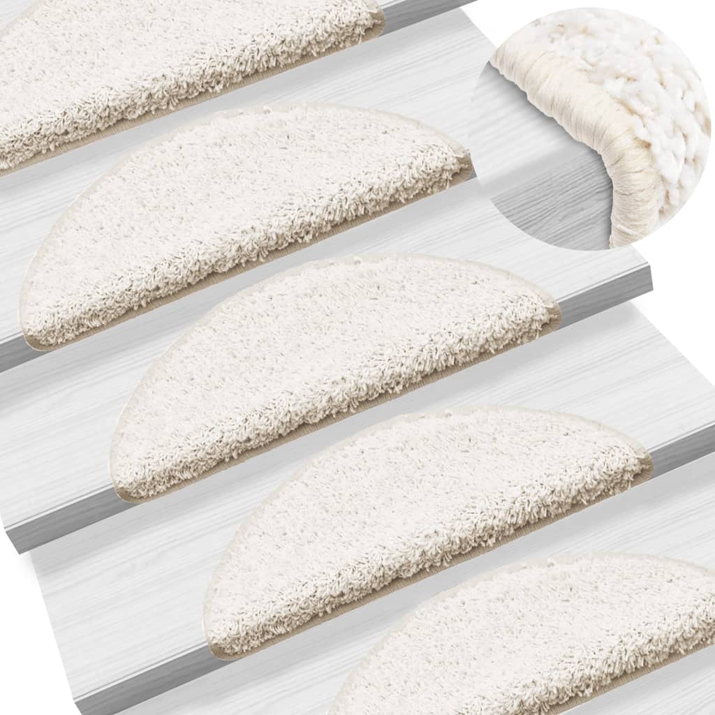 Tappetini per scale 10 pz 56x17x3 cm Bianco Semicircolari
