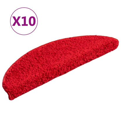 Tappetini per scale 10 pz 56x17x3 cm Rossi semicircolari