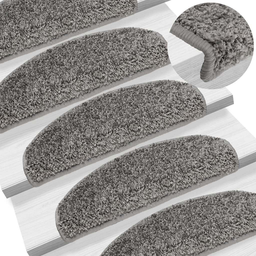 Tappetini per scale 10 pz 65x21x4 cm Grigio Semicircolari Grandi