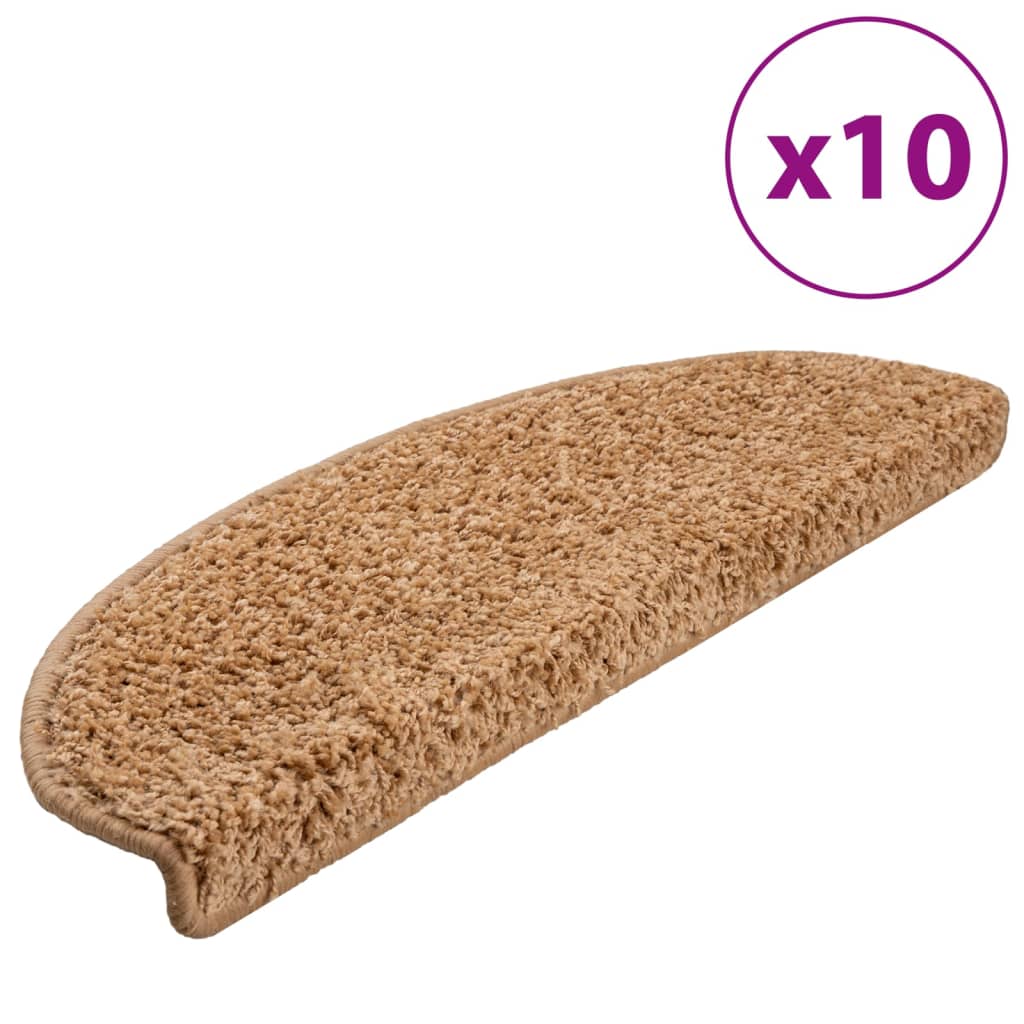 Tappetini per scale 10 pz 65x21x4 cm Beige Semicircolari Grandi