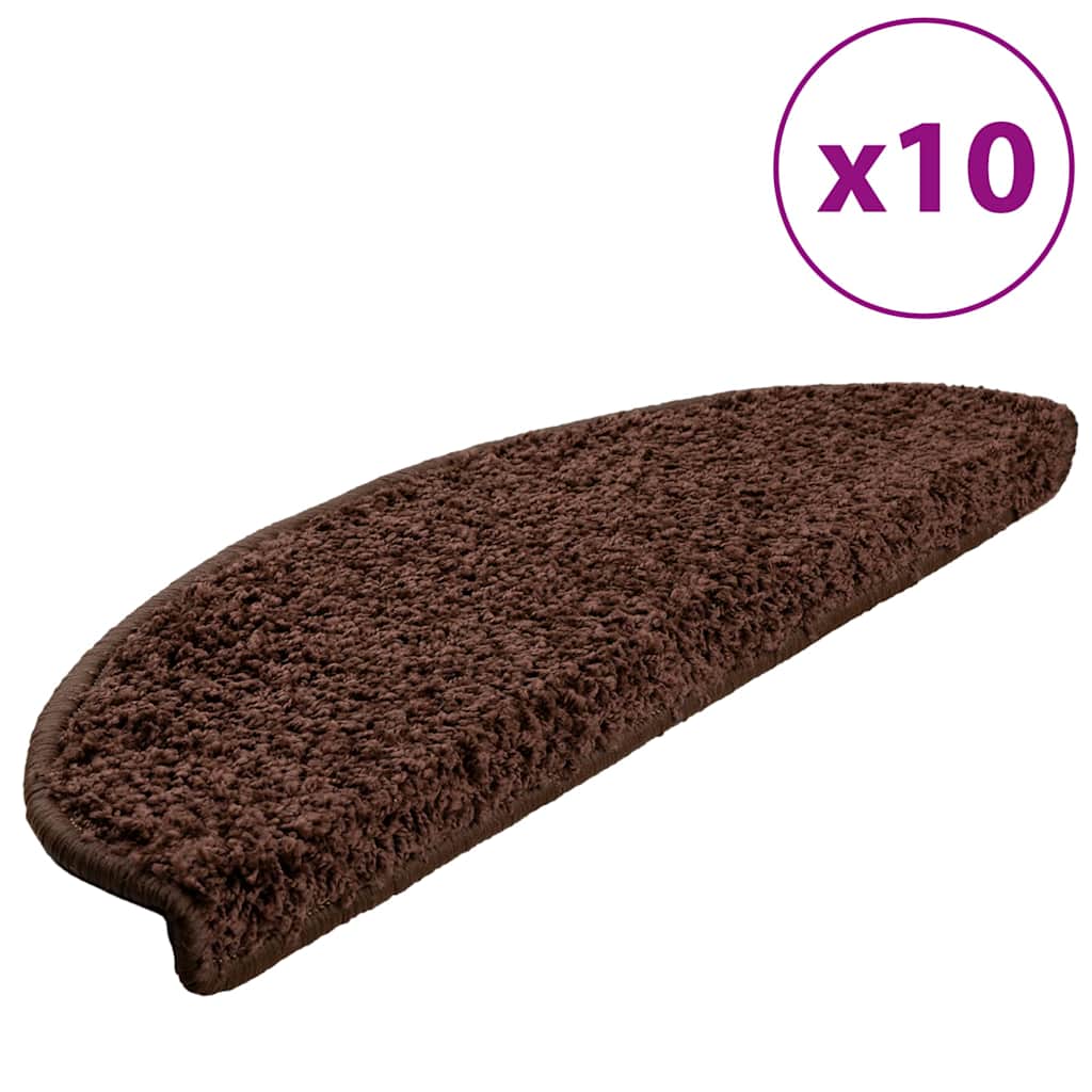 Tappetini per scale 10 pz 65x21x4 cm Marrone Semicircolari Grandi