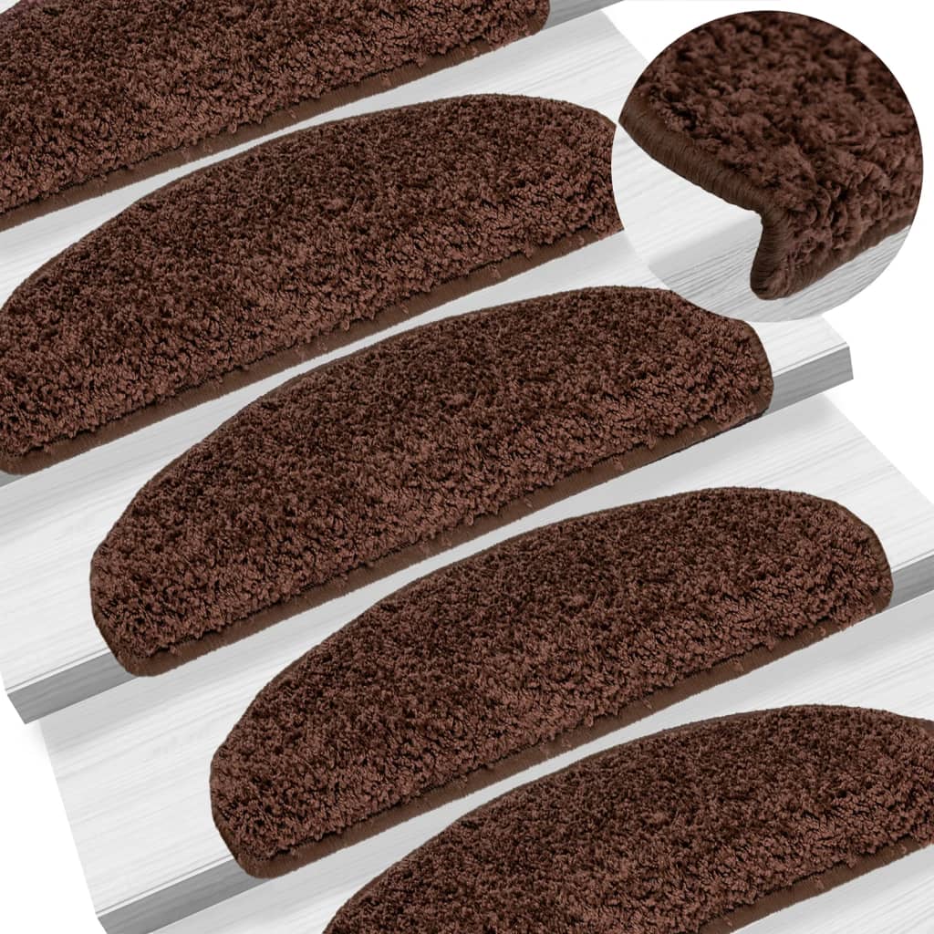 Tappetini per scale 10 pz 65x21x4 cm Marrone Semicircolari Grandi