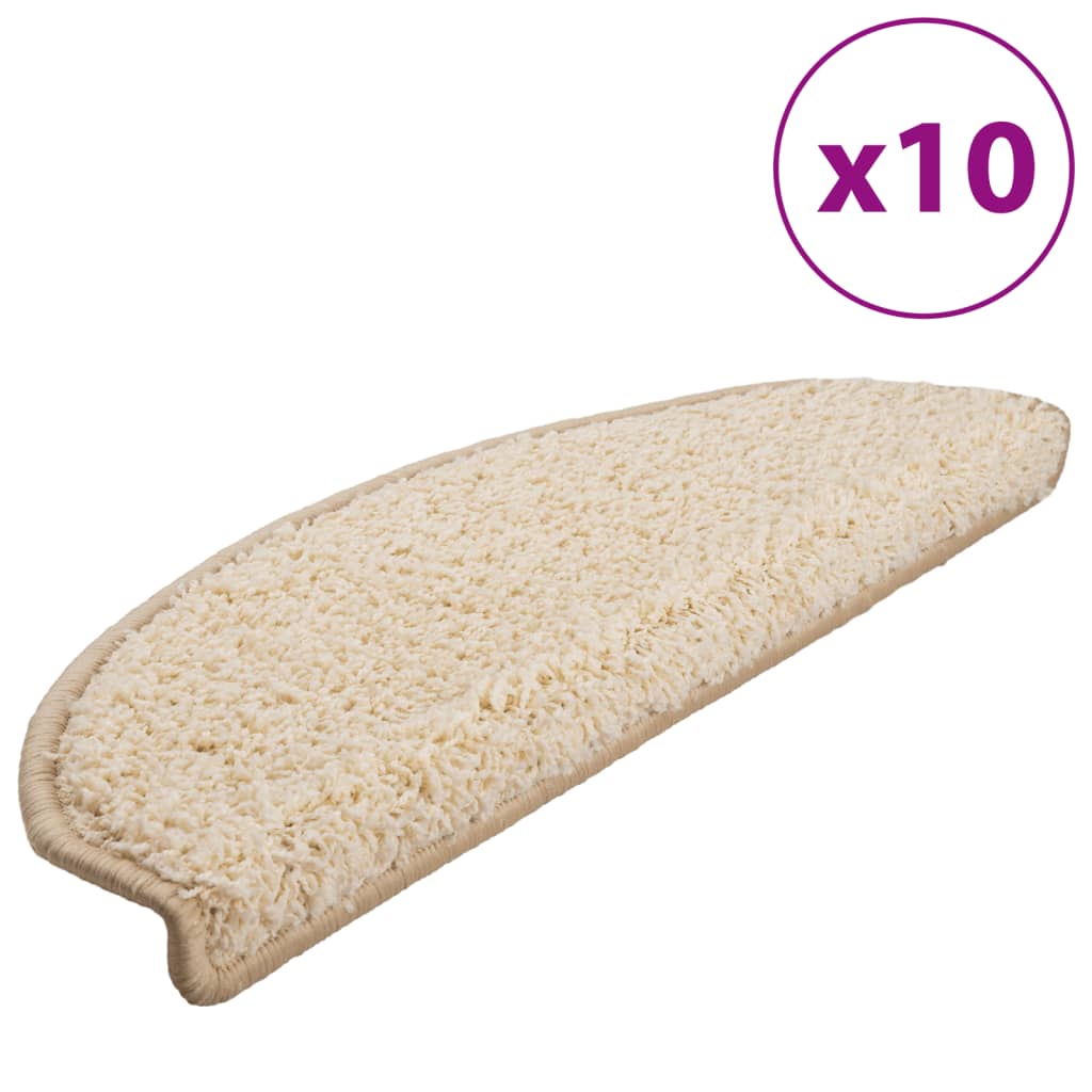 Tappetini per scale 10 pz 65x21x4 cm Crema Semicircolari Grandi