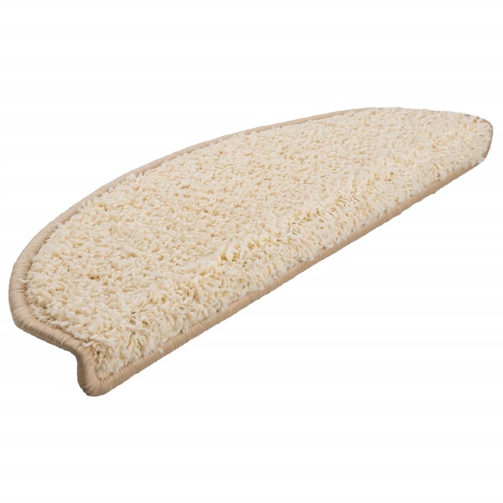 Tappetini per scale 10 pz 65x21x4 cm Crema Semicircolari Grandi