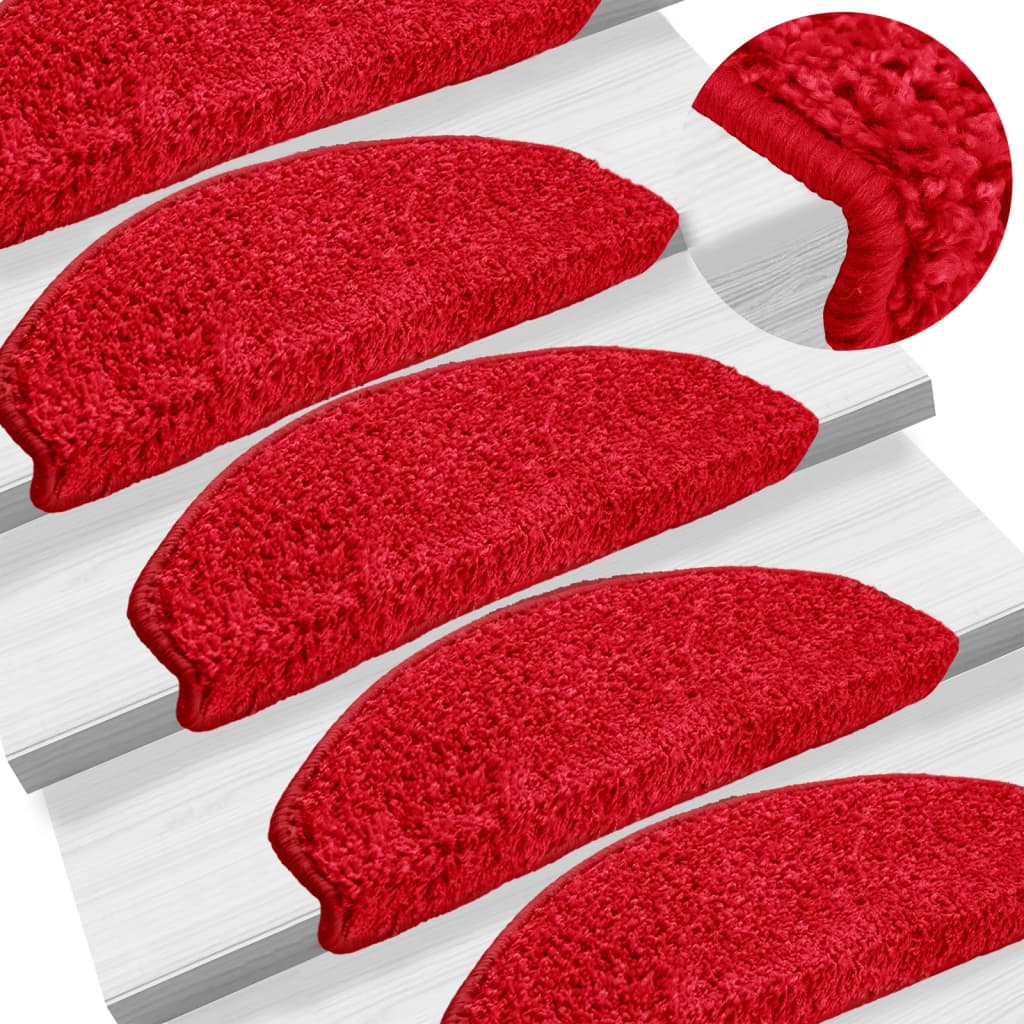 Tappetini per scale 10 pz 65x21x4 cm rossi semicircolari grandi