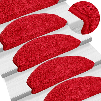 Tappetini per scale 10 pz 65x21x4 cm rossi semicircolari grandi
