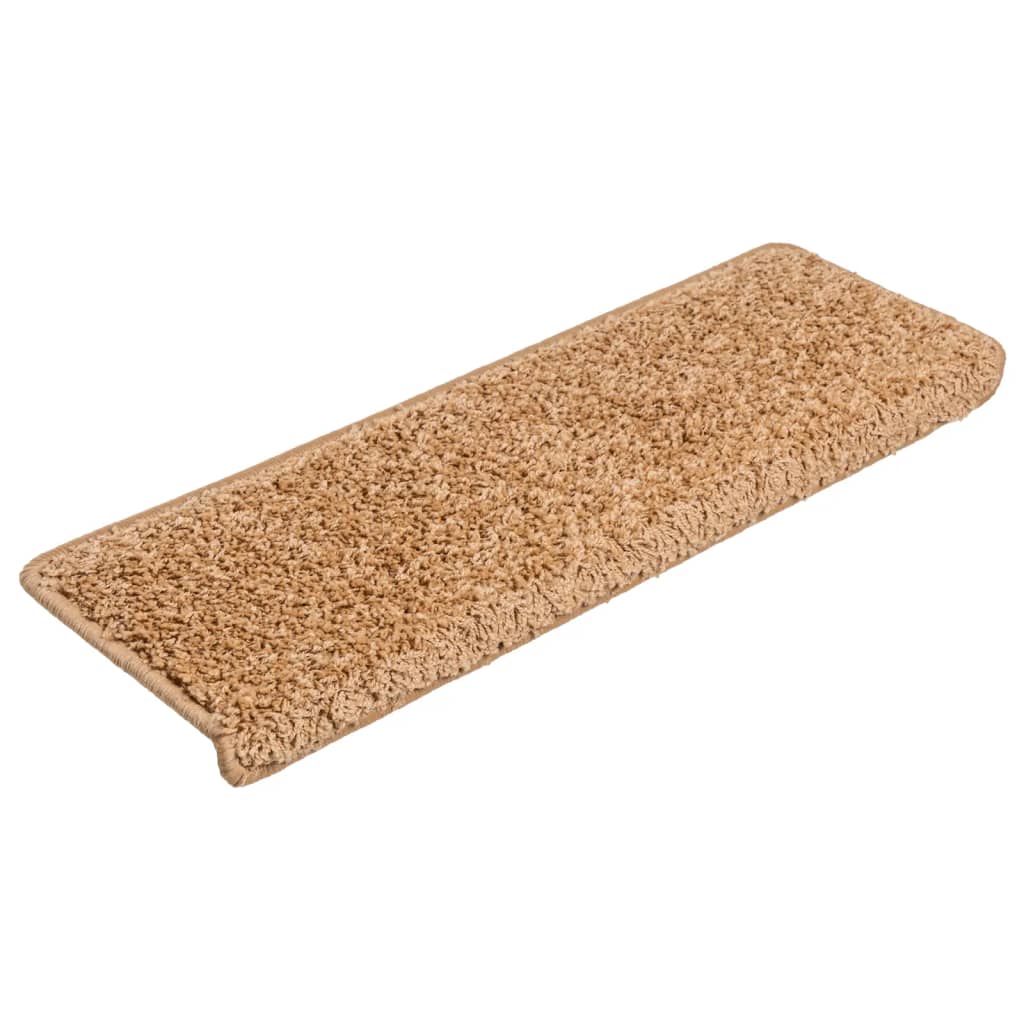Tappetini per scale 10 pz 65x21x4 cm Beige Bordo rettangolare