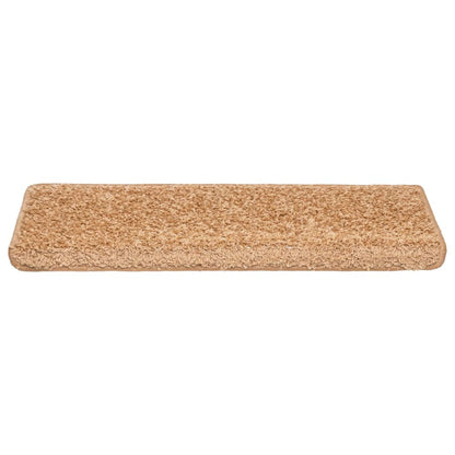 Tappetini per scale 10 pz 65x21x4 cm Beige Bordo rettangolare