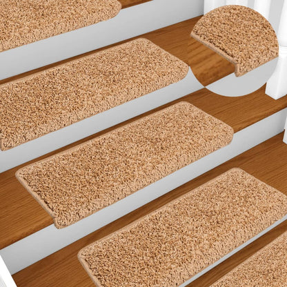 Tappetini per scale 10 pz 65x21x4 cm Beige Bordo rettangolare