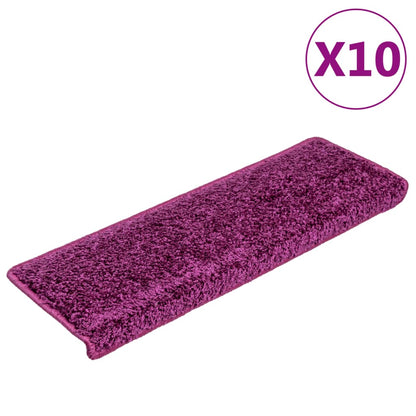 Tappetini per scale 10 pz 65x21x4 cm Viola Bordo rettangolare