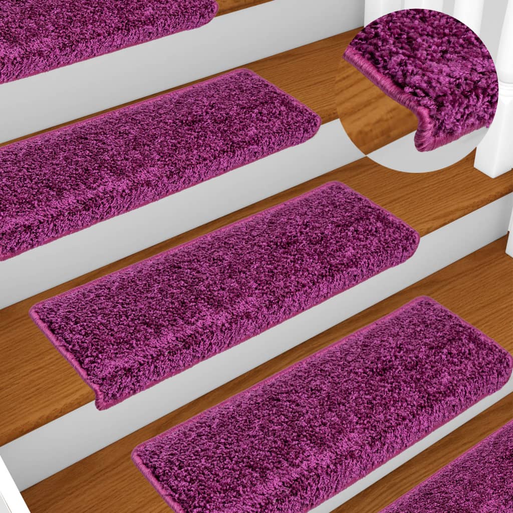 Tappetini per scale 10 pz 65x21x4 cm Viola Bordo rettangolare