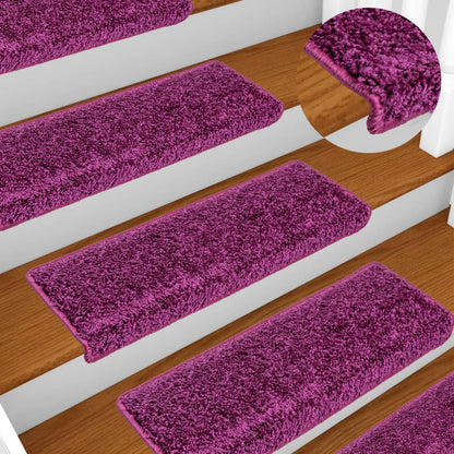 Tappetini per scale 10 pz 65x21x4 cm Viola Bordo rettangolare