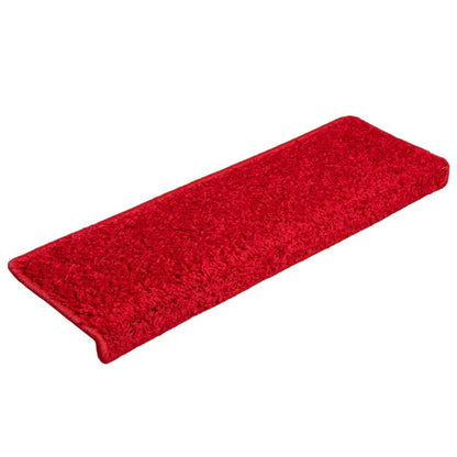 Tappetini per scale 10 pz 65x21x4 cm Rosso Bordo rettangolare