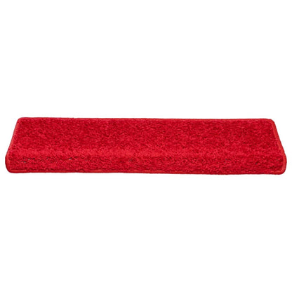 Tappetini per scale 10 pz 65x21x4 cm Rosso Bordo rettangolare