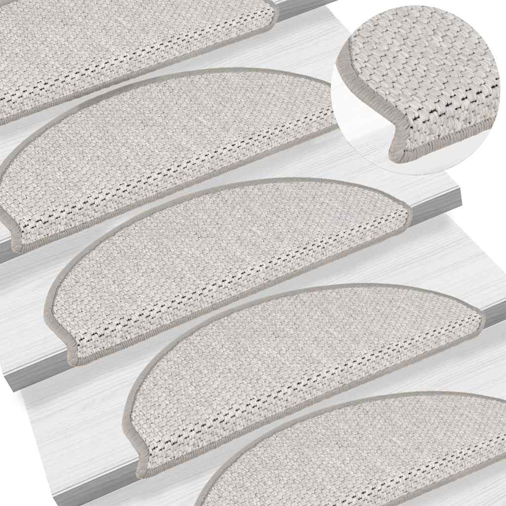 Tappeti Autoadesivi Scale Aspetto Sisal 15 pz 65x21x4cm Platino