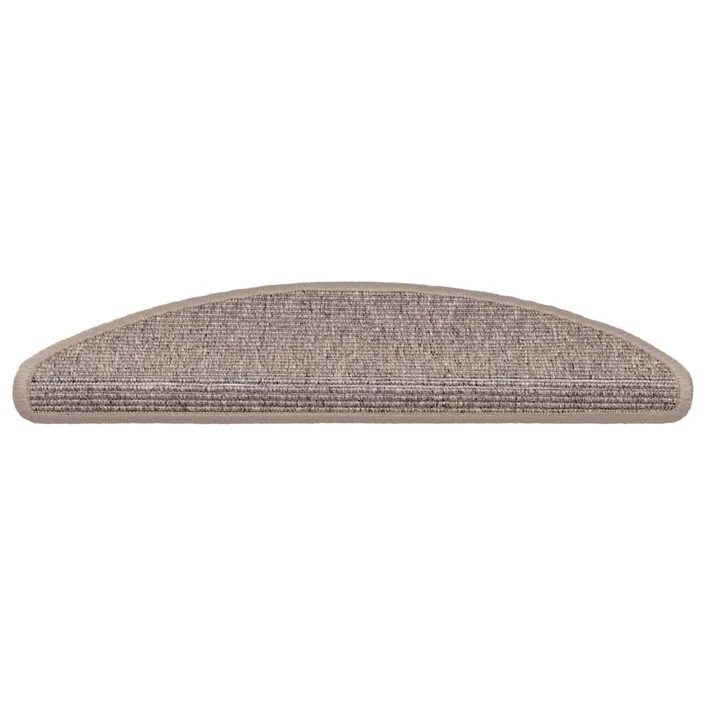 Tappetini per scale 15 pz 56x17x3 cm Beige scuro Semicircolari