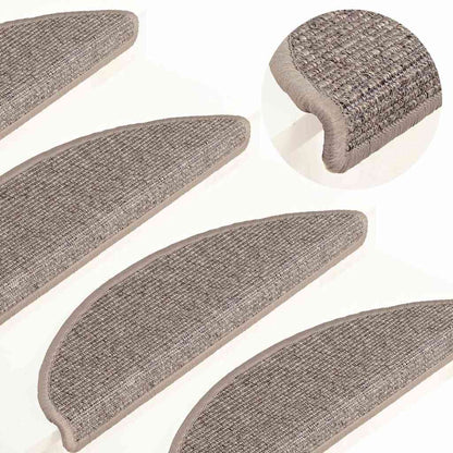 Tappetini per scale 15 pz 56x17x3 cm Beige scuro Semicircolari