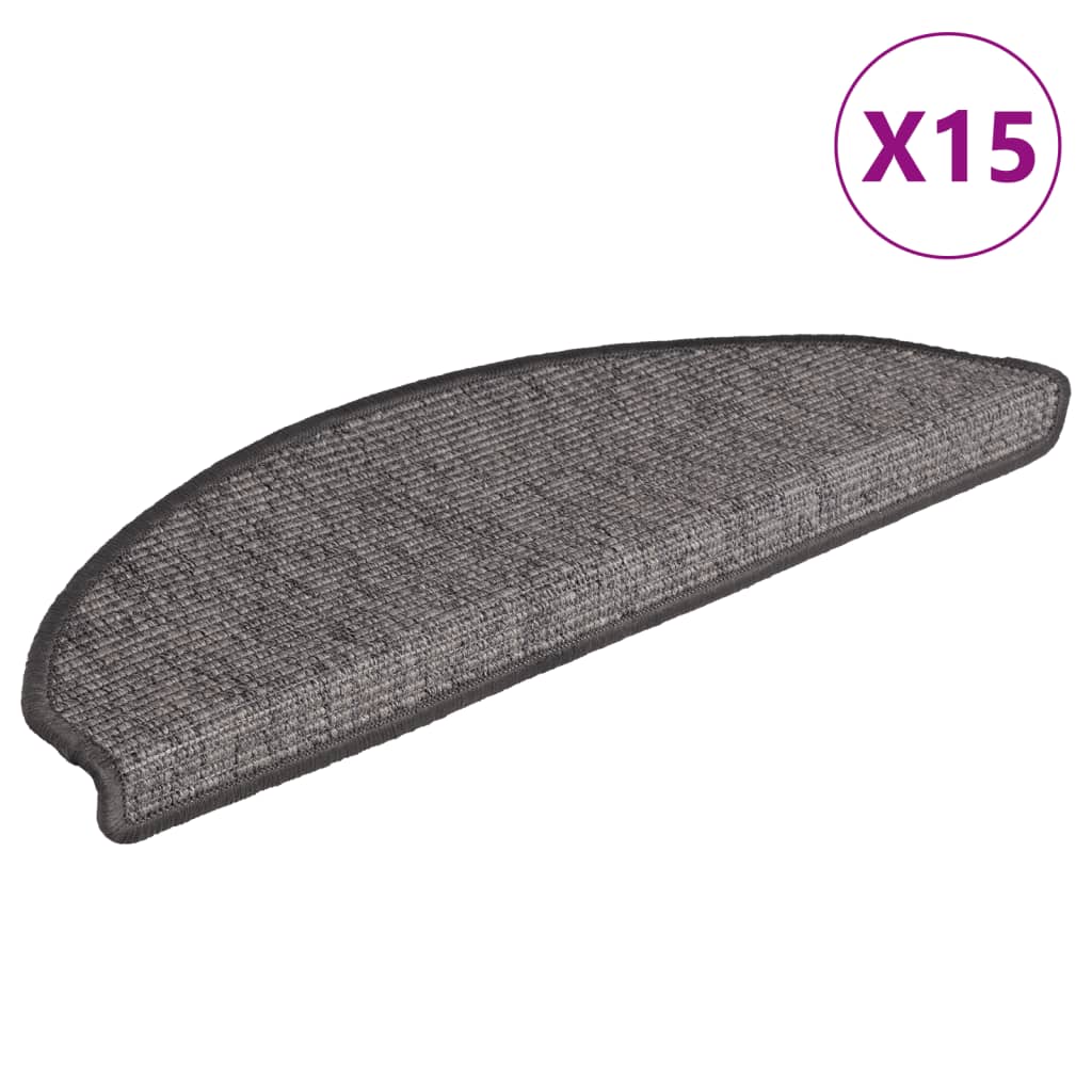 Tappetini per scale 15 pz 65x21x4 cm Beige e Grigio Semicircolari Grandi