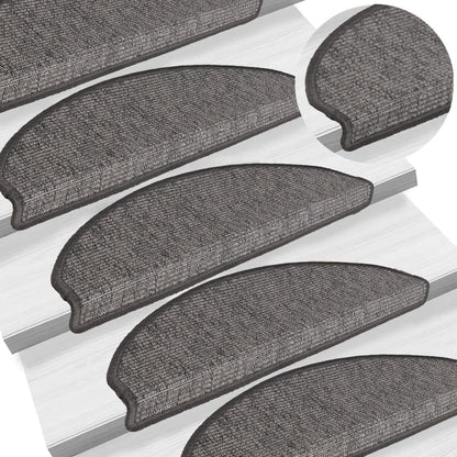 Tappetini per scale 15 pz 65x21x4 cm Beige e Grigio Semicircolari Grandi