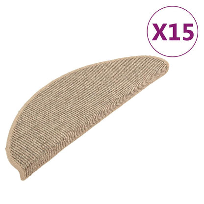 Tappetini per scale 15 pz 65x21x4 cm Beige scuro Semicircolari Grandi