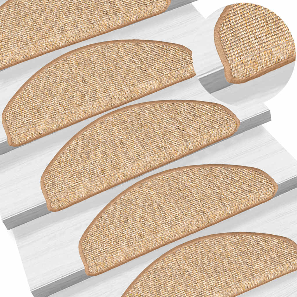 Tappetini per scale 15 pz 65x21x4 cm Marrone chiaro Semicircolari Grandi