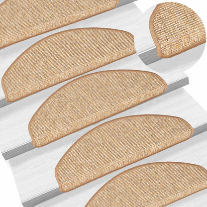 Tappetini per scale 15 pz 65x21x4 cm Marrone chiaro Semicircolari Grandi