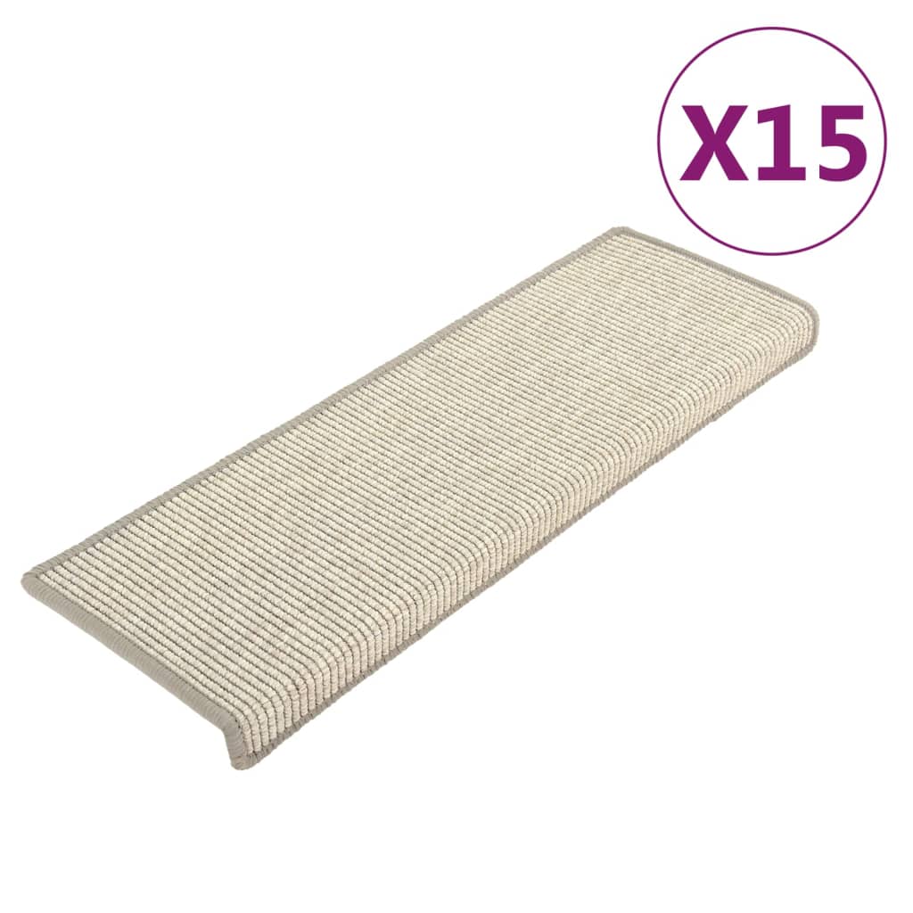 Tappetini per scale 15 pz 65x21x4 cm argento bordo rettangolare