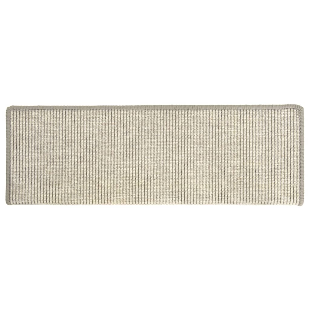 Tappetini per scale 15 pz 65x21x4 cm argento bordo rettangolare