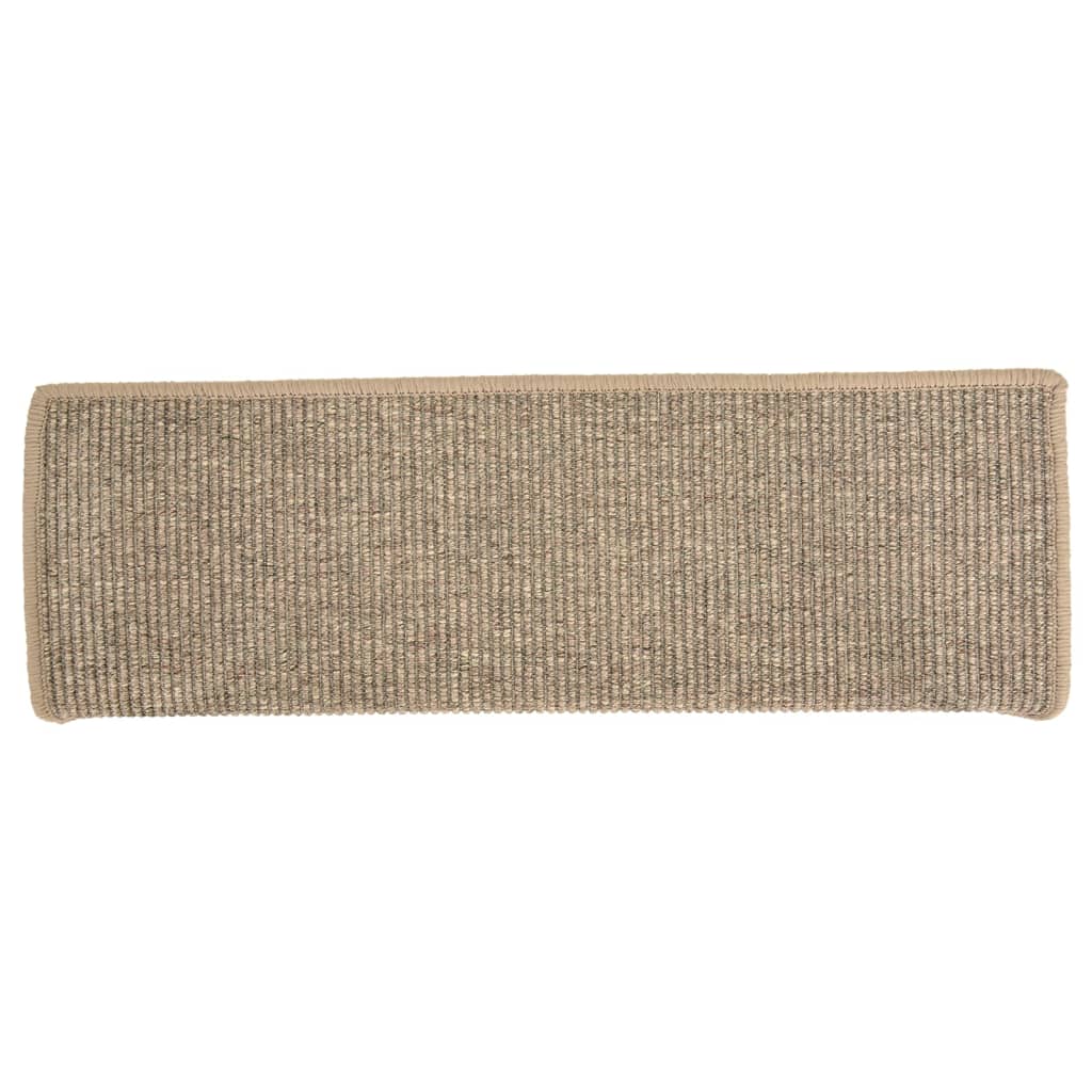 Tappetini per scale 15 pz 65x21x4 cm Beige scuro con bordo rettangolare