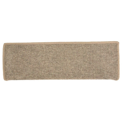 Tappetini per scale 15 pz 65x21x4 cm Beige scuro con bordo rettangolare