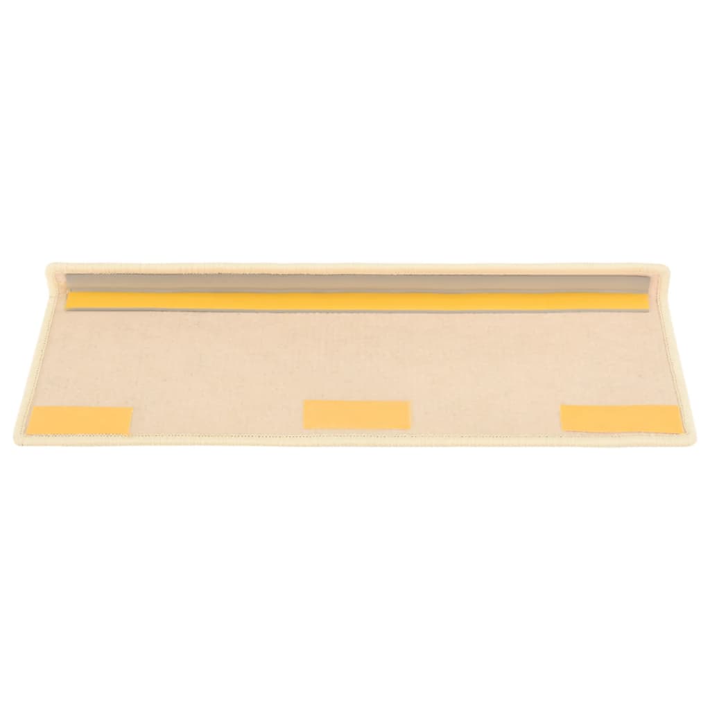 Tappetini per scale 15 pz 65x21x4 cm Beige chiaro Bordo rettangolare
