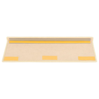 Tappetini per scale 15 pz 65x21x4 cm Beige chiaro Bordo rettangolare