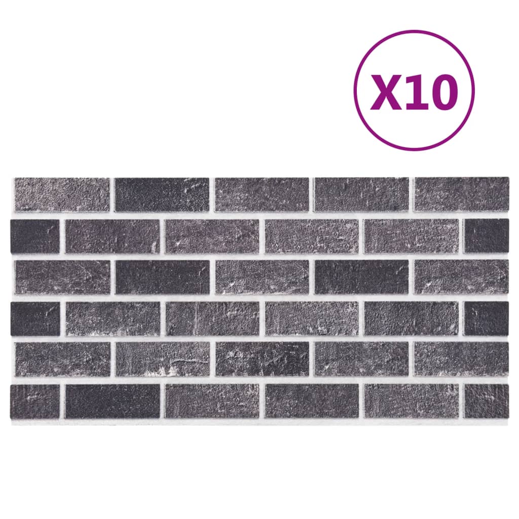 Pannelli Murali 3D con Mattoni Nero e Grigio 10 pz EPS