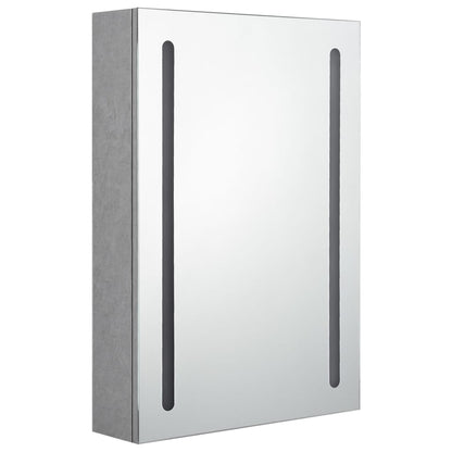 Armadietto Bagno con Specchio e LED Grigio Cemento 50x13x70 cm