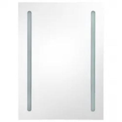 Armadietto Bagno con Specchio e LED Grigio Cemento 50x13x70 cm